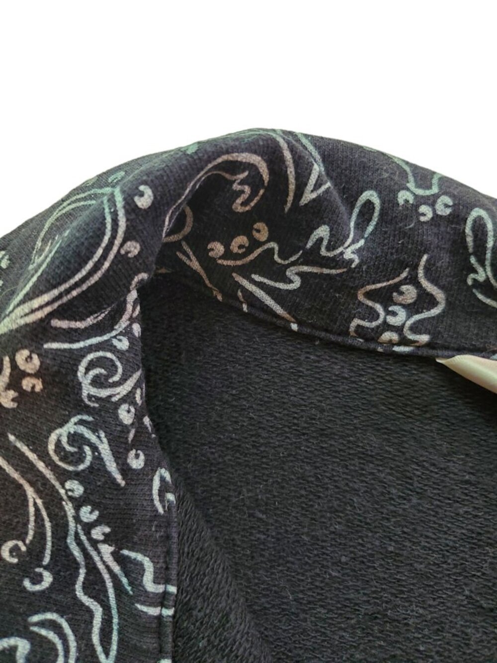 FRESH PRODUCE Button Front Top Black Scroll Print 3/4 Sleeve 100% Cotton - Picture 4 of 8